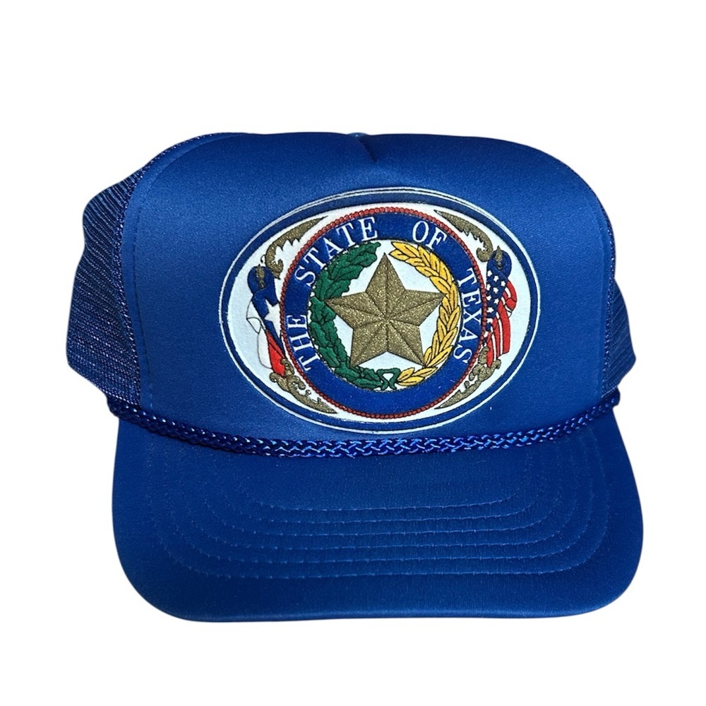 Vintage Texas Trucker Hat Cap Snapback Blue Adjustable